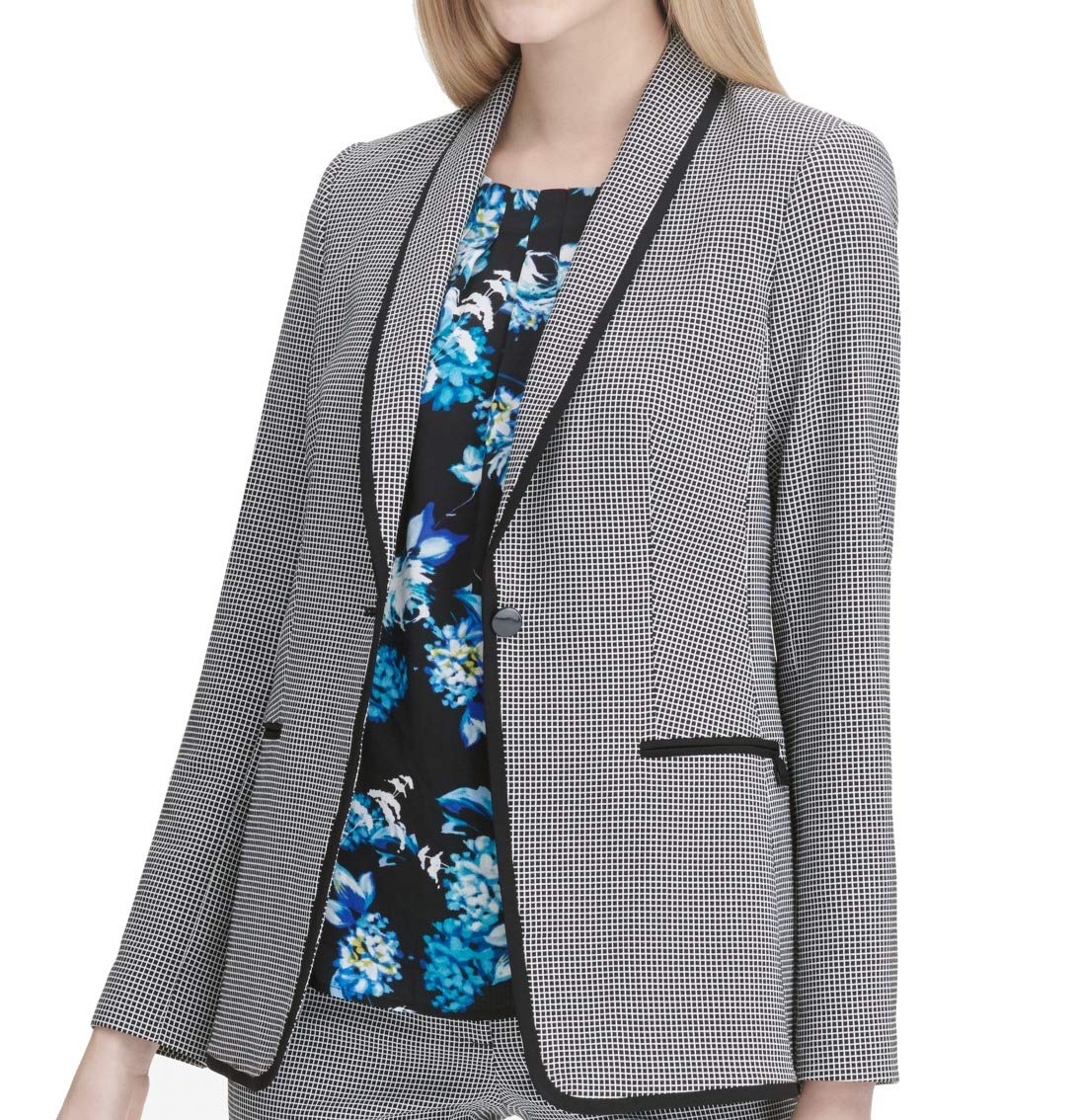 Calvin Klein Blazer feminino estampado de um botão tamanho 2