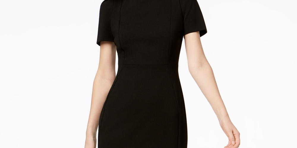 Vestido justo de crepe SeaScuba feminino Calvin Klein, preto, tamanho 2