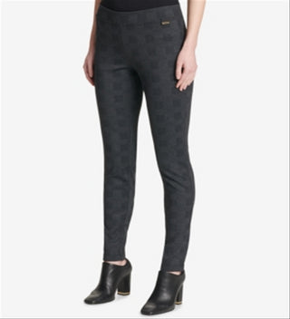 Calça Calvin Klein Feminina Stretch Cropped Glen Plaid Cinza Tamanho Médio