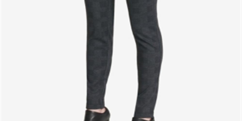 Calça Calvin Klein Feminina Stretch Cropped Glen Plaid Cinza Tamanho Médio