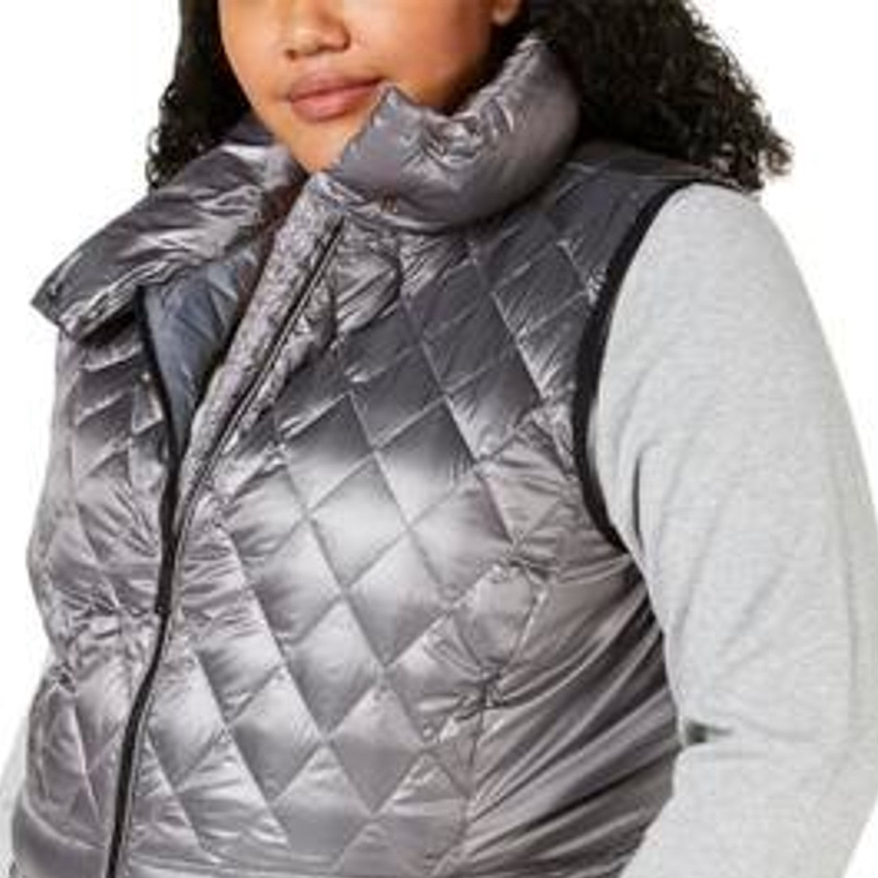 Calvin Klein Colete Feminino Acolchoado Metálico Preto Tamanho 3X