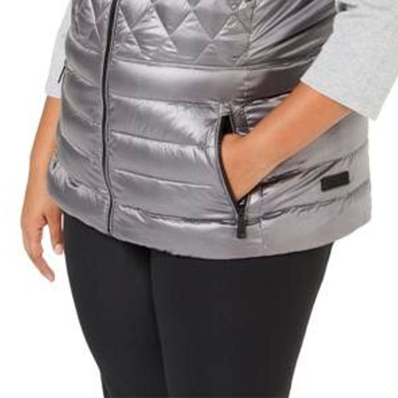 Calvin Klein Colete Feminino Acolchoado Metálico Preto Tamanho 3X