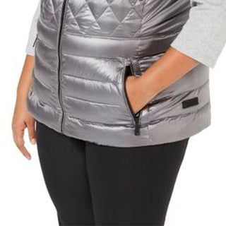 Calvin Klein Colete Feminino Acolchoado Metálico Preto Tamanho 3X