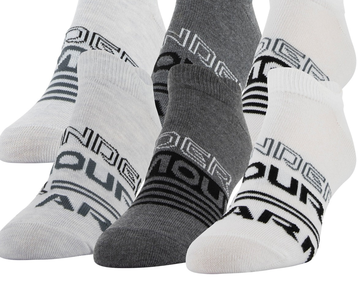 Meias Under Armour Ua Essential No Show Masculinas Cinza Tamanho 6-9