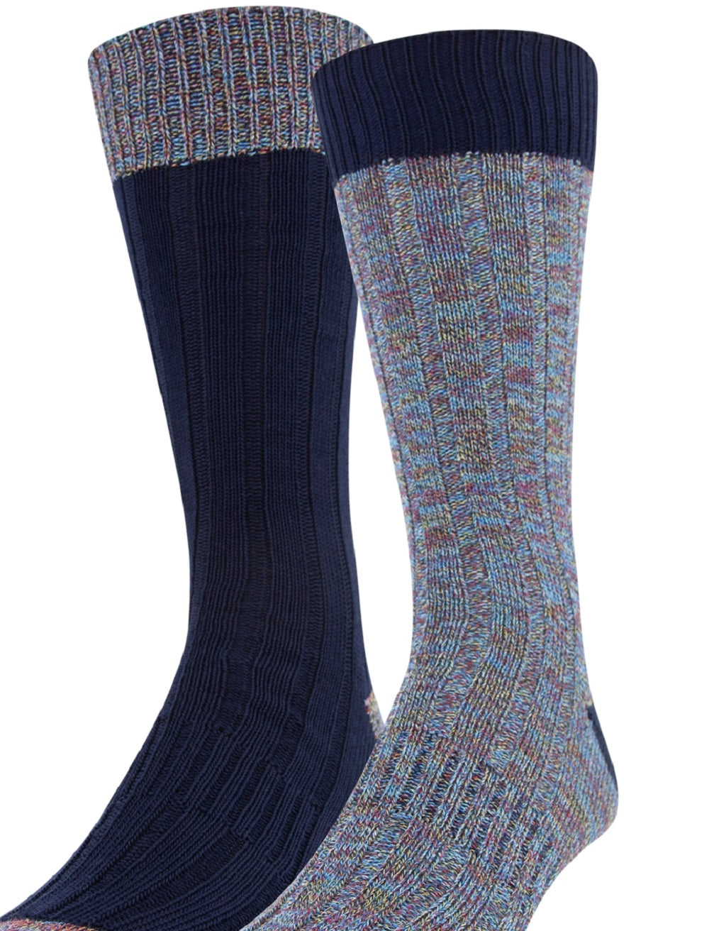 Pacote com duas meias Gold Toe masculinas multicoloridas, azuis, tamanho 10-13