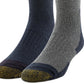 Meias de cano alto Gold Toe Lodge Masculinas, pacote com 2, absorventes de umidade, tamanho regular, cinza
