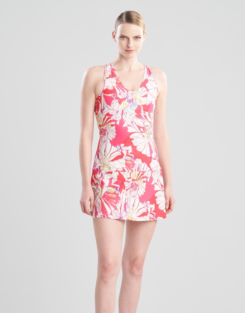 Vestido feminino Josie Natori Solstice com recorte nas costas, rosa, tamanho grande