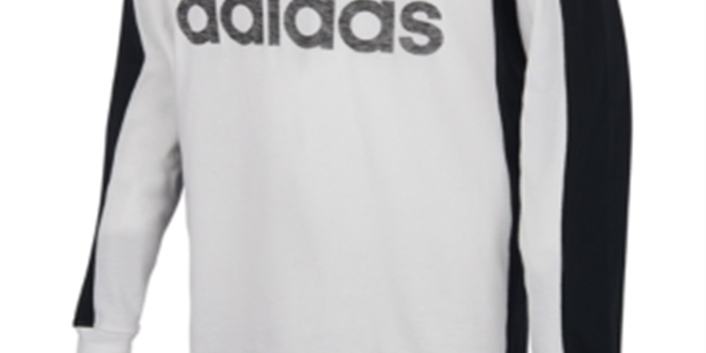 Camiseta com capuz e estampa de logotipo adidas Big Boy's, manga comprida, branca, tamanho médio