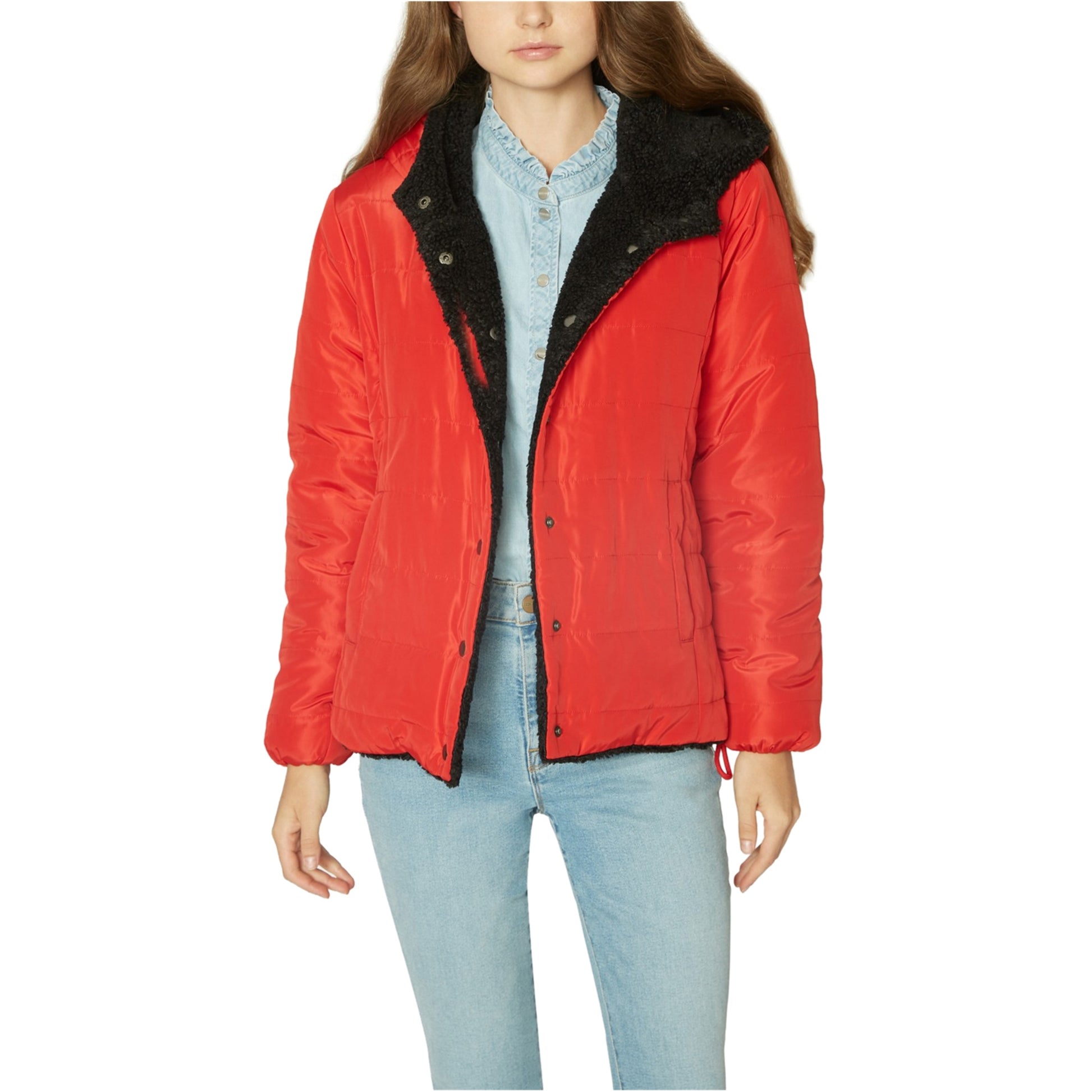 sanctuary-womens-reversible-puffer-jacket-red-size-medium