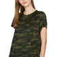 Camiseta estampada camuflada perfeita Sanctuary feminina, verde, tamanho X-S