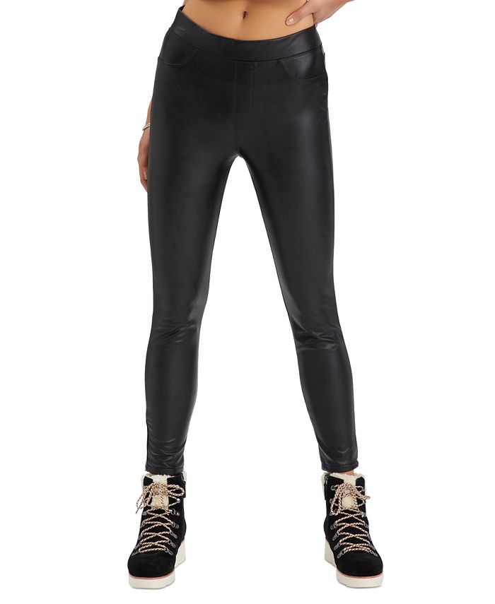 Leggings femininas Sanctuary Runway de couro sintético, pretas, tamanho grande