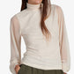Blusa feminina Sanctuary com gola falsa e franzida, bege, tamanho médio