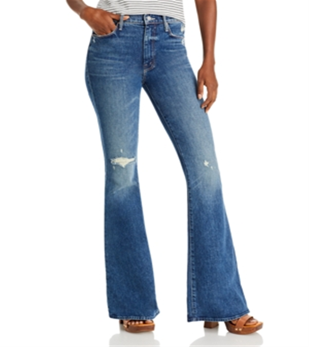 Calça Jeans Flare de Cintura Alta The Super Cruiser Feminina da Mother Azul Tamanho 27