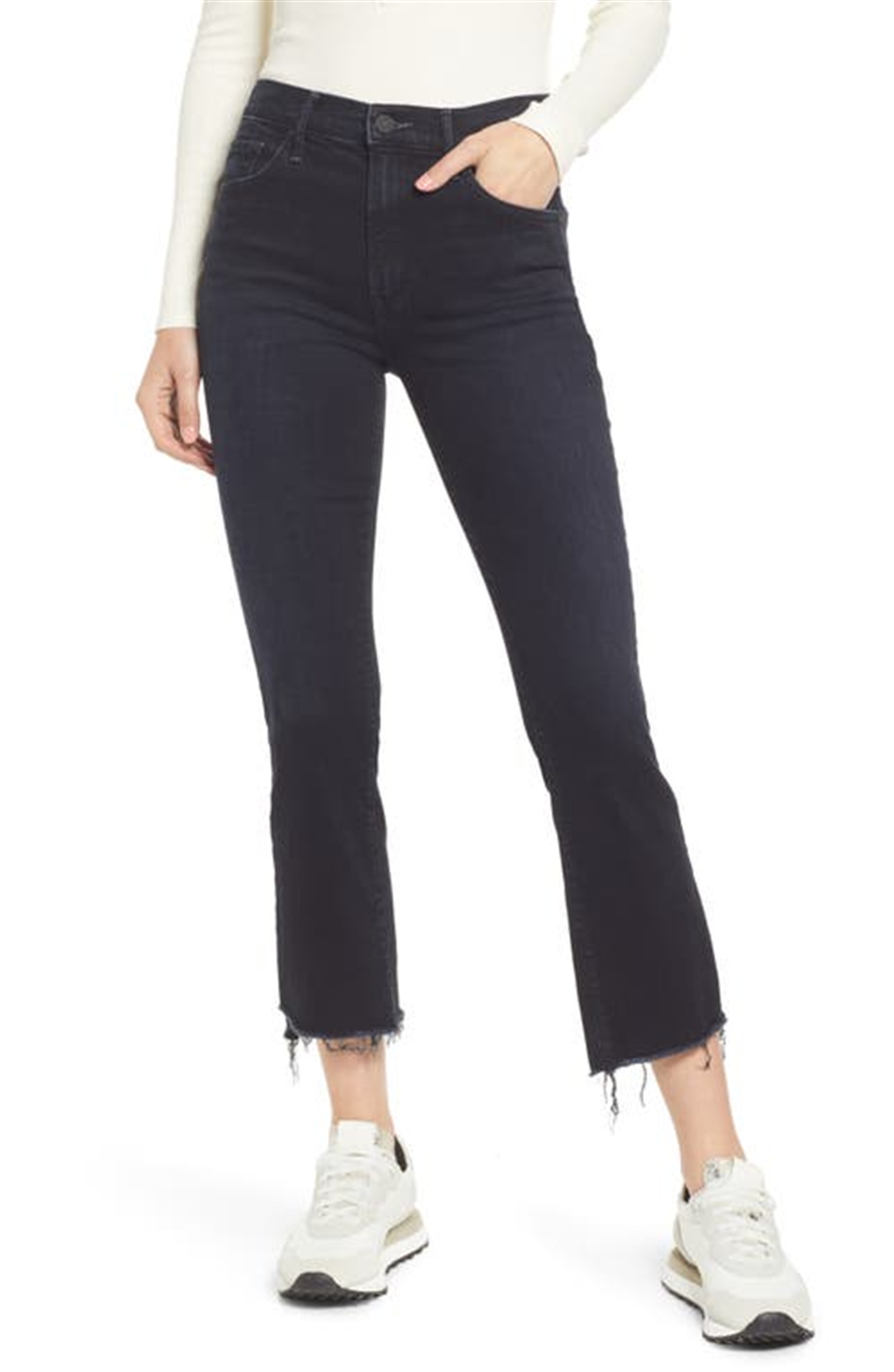 MOTHER Women's Night In Paris The Insider Crop Fray Step Hem Jeans Tamanho 25