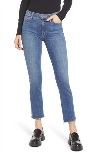 Calça jeans MOTHER The Dazzler Raw Hem Ankle, tamanho 28, na cor This Time Next Year