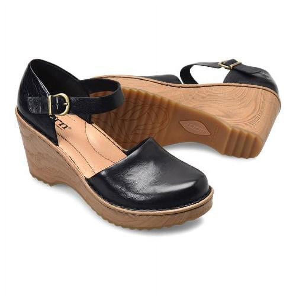 Sapatos femininos Born Women's Nellie Comfort Mary Jane Wedges, pretos