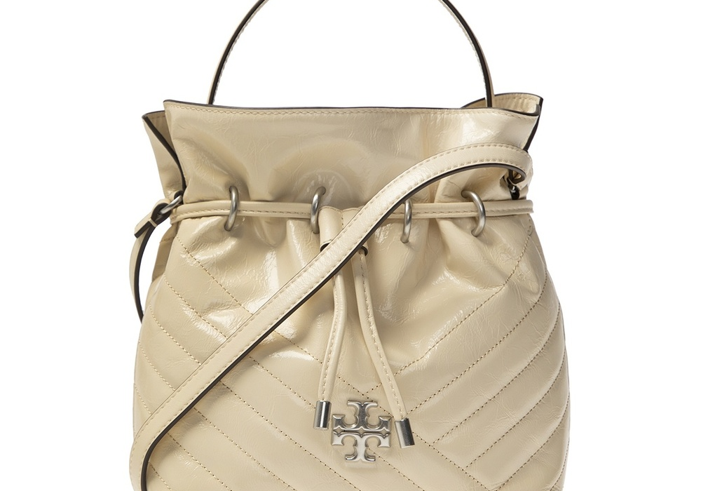 Bolsa de ombro Tory Burch com logotipo marrom