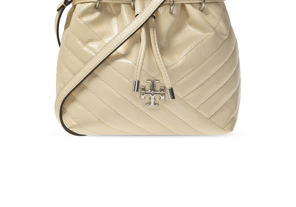 Bolsa de ombro Tory Burch com logotipo marrom