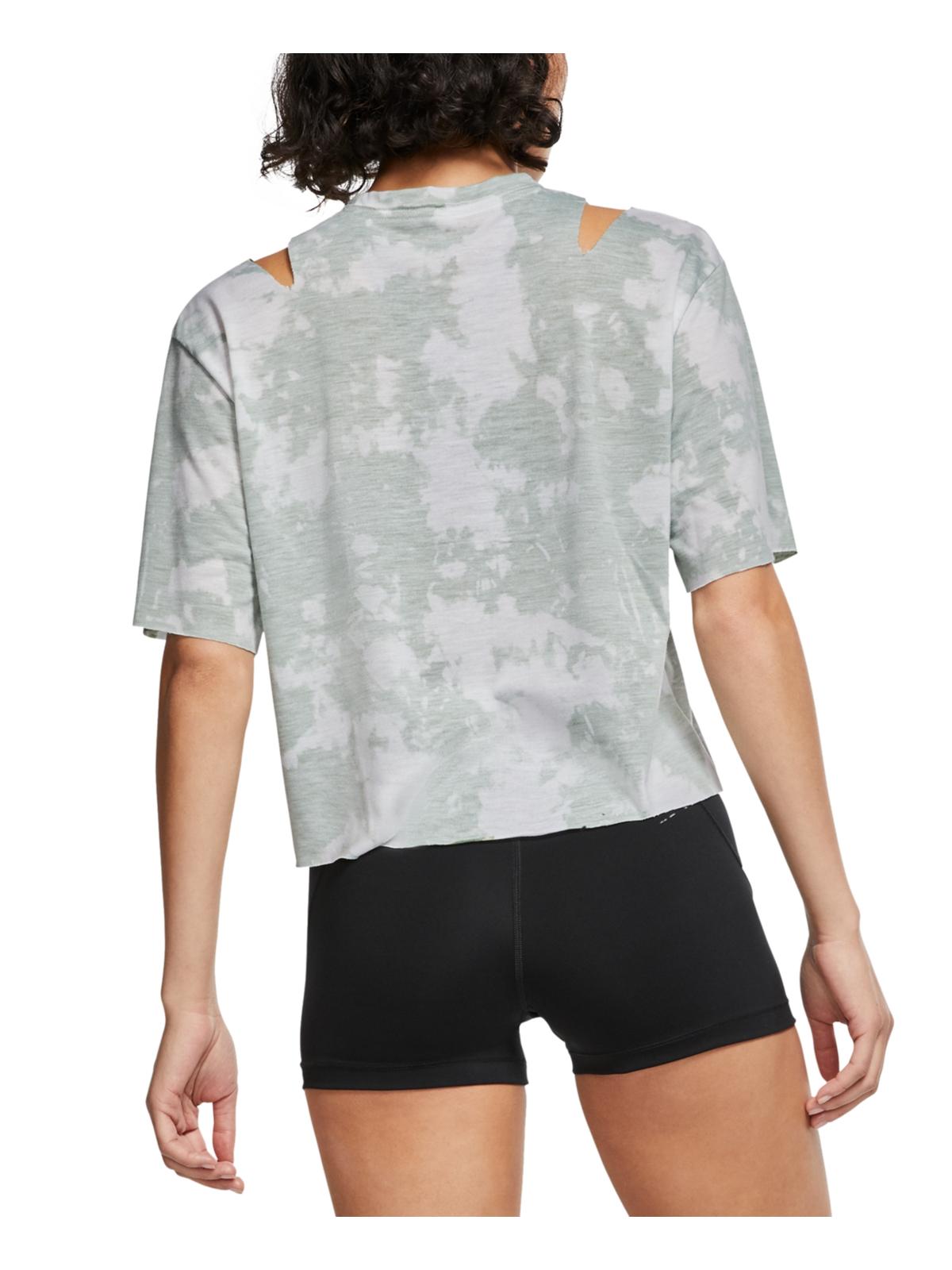 Camiseta curta Nike Dri Fit Distressed Logo Feminina Verde Tamanho XS