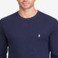 Camisa de pijama térmica masculina Ralph Lauren Waffle Knit azul