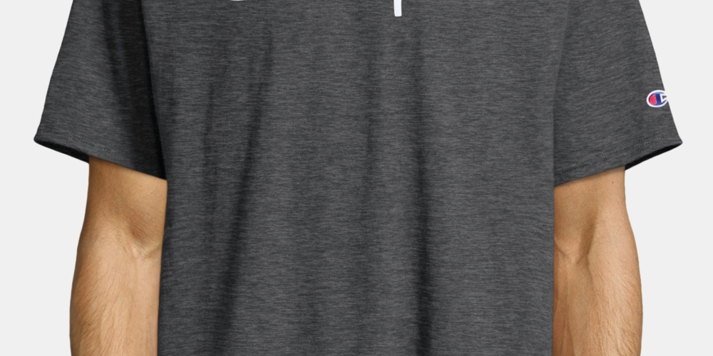 Camiseta Champion Masculina com Logotipo Script Cinza Tamanho P