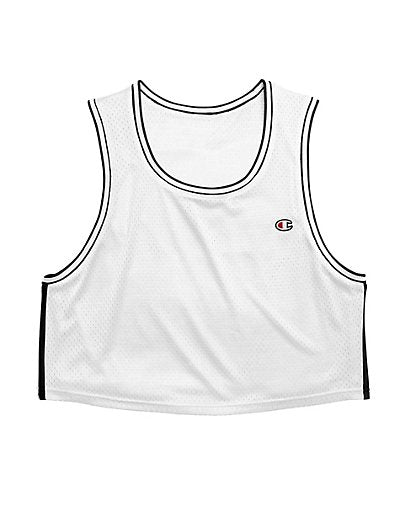 Regata curta feminina Champion Reversível em malha, branca, tamanho médio