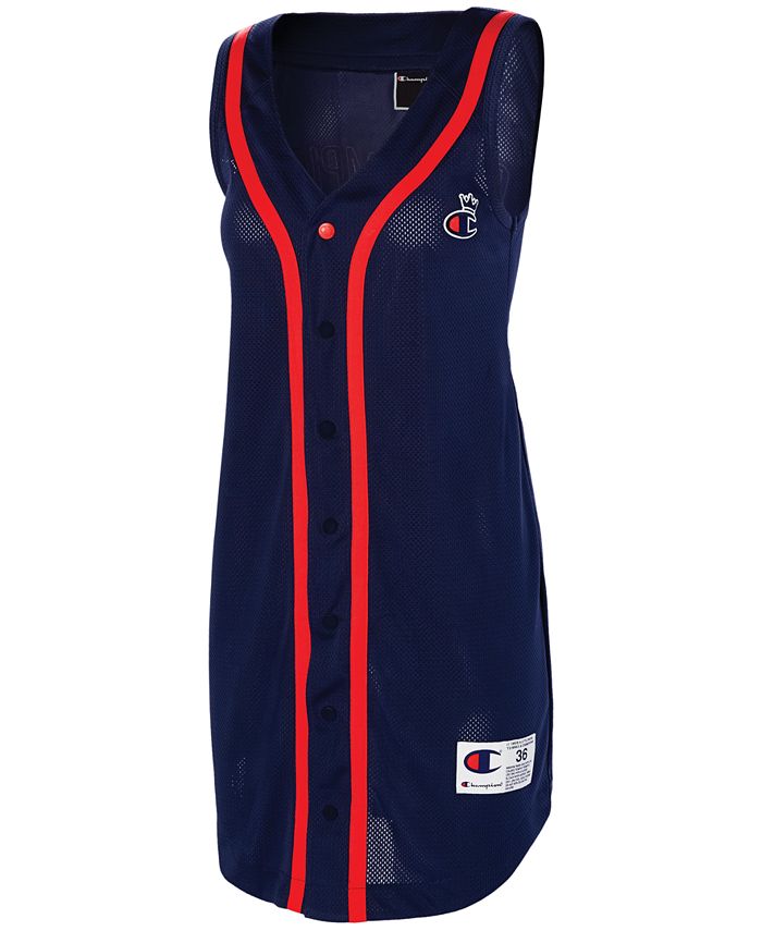 Vestido de beisebol Champion feminino Life Crown Logo Azul Tamanho Grande