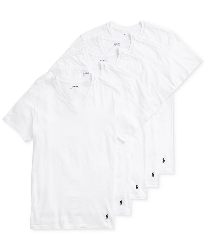 Polo Ralph Lauren Camiseta Masculina Slim Fit Algodão Clássico Gola V Branca Tamanho Grande