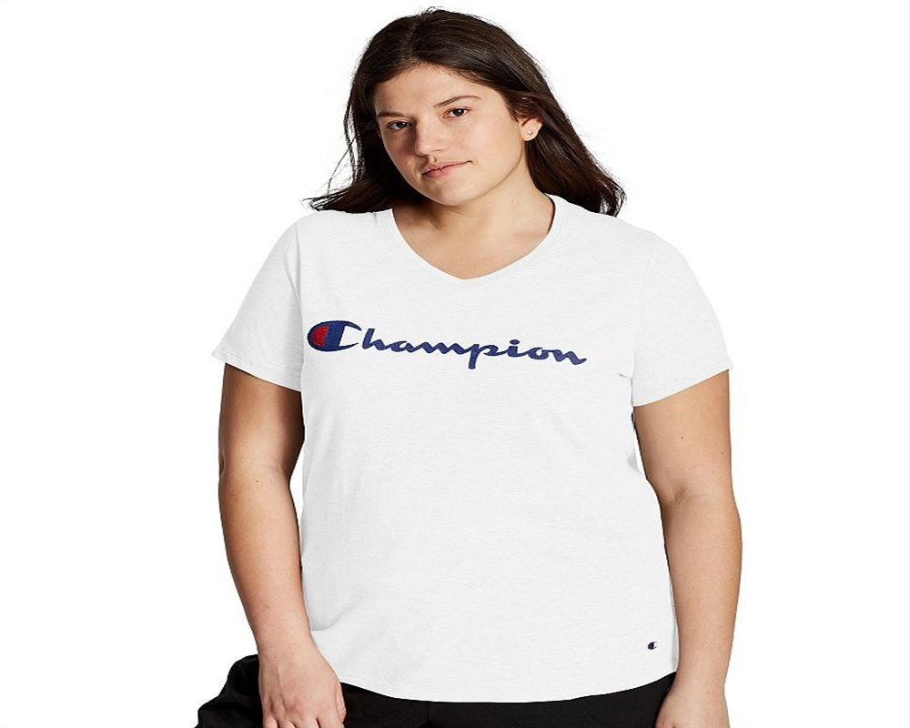 Camiseta Champion Feminina Classic Graphic Jersey Gola V Branca Tamanho XXXX-G