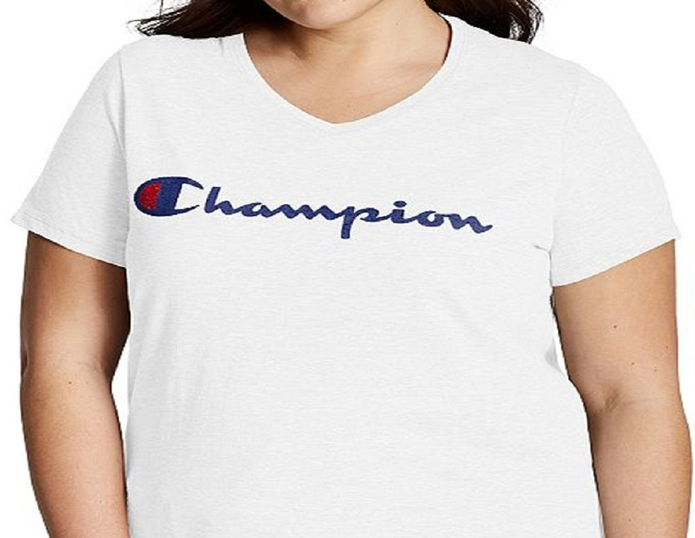 Camiseta Champion Feminina Classic Graphic Jersey Gola V Branca Tamanho XXXX-G
