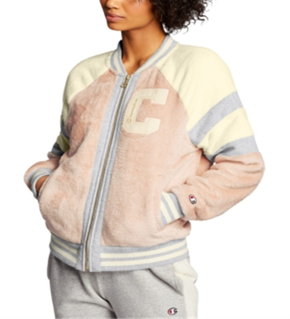 Jaqueta bomber Champion Super Fleece feminina de pele sintética rosa tamanho GG