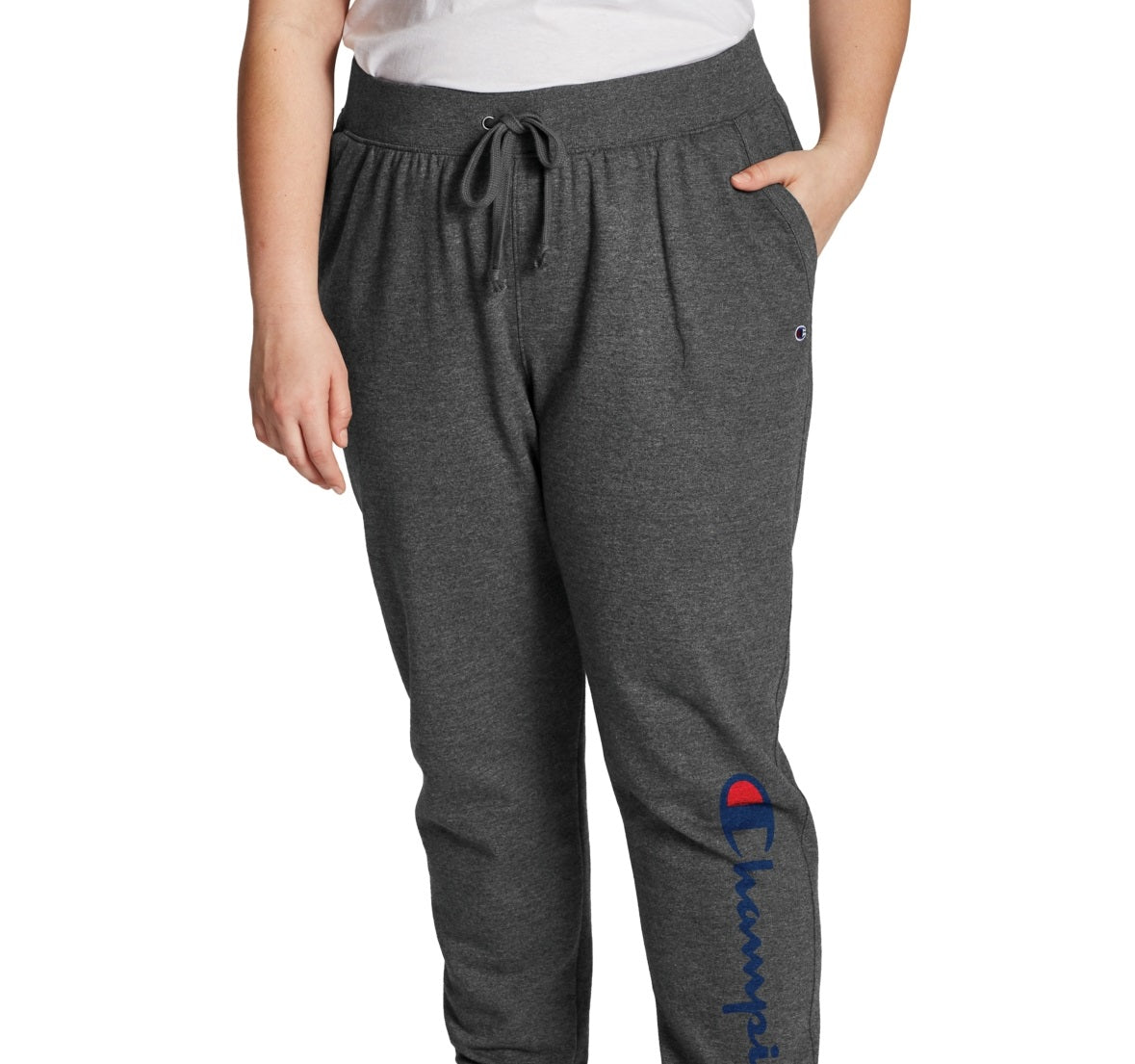 Calça de moletom com nervuras Champion Powerblend feminina, cinza, tamanho XXX grande