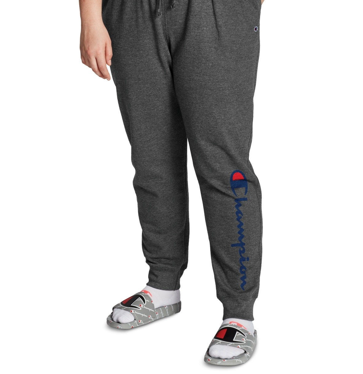 Calça de moletom com nervuras Champion Powerblend feminina, cinza, tamanho XXX grande