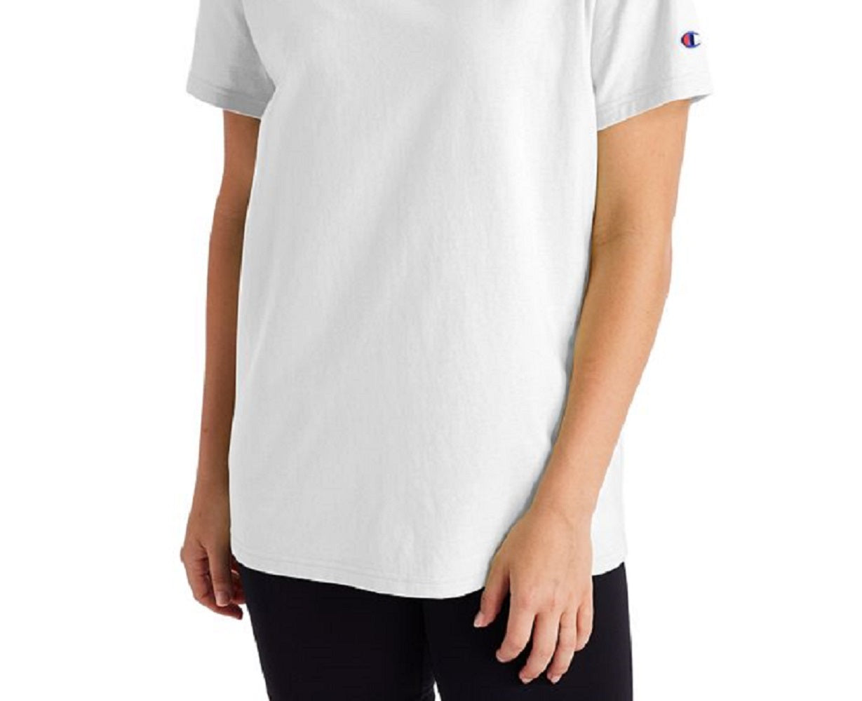 Camiseta Champion Feminina de Algodão com Logotipo Boyfriend, Branca, Tamanho P