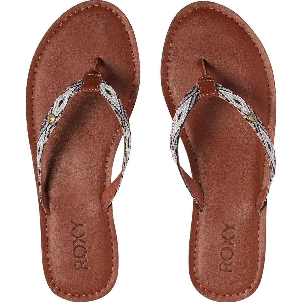 Sandálias femininas Roxy Janel Flip Flop, marrom, tamanho 5 B