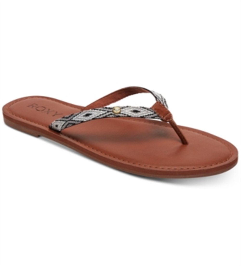 Sandálias femininas Roxy Janel Flip Flop, marrom, tamanho 5 B