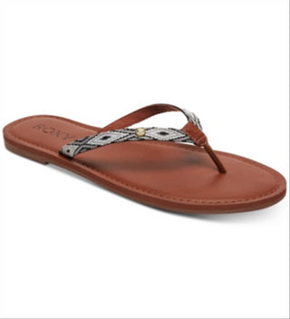 Sandálias femininas Roxy Janel Flip Flop, marrom, tamanho 5 B