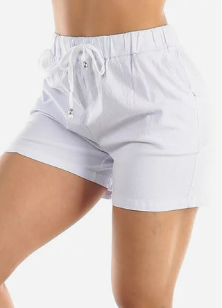 Shorts Roxy Junior com cordão franzido, branco, tamanho médio