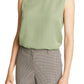Blusa feminina Theory com decote canelado e seda, tamanho grande - verde