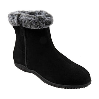 Bota SoftWalk Helena de pele sintética em camurça preta, tamanho 8