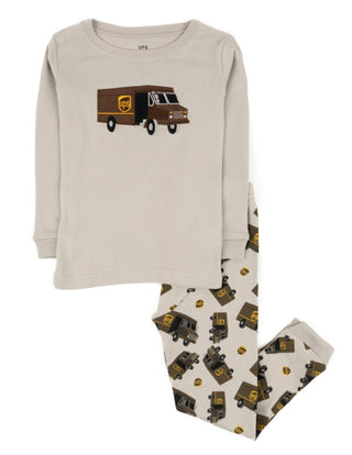Conjunto de pijama UPS cinza Leveret Boys 100% algodão tamanho 10 anos