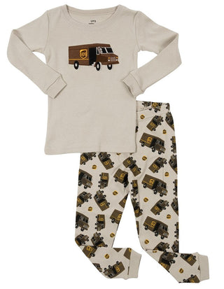 Conjunto de pijama UPS cinza Leveret Boys 100% algodão tamanho 10 anos