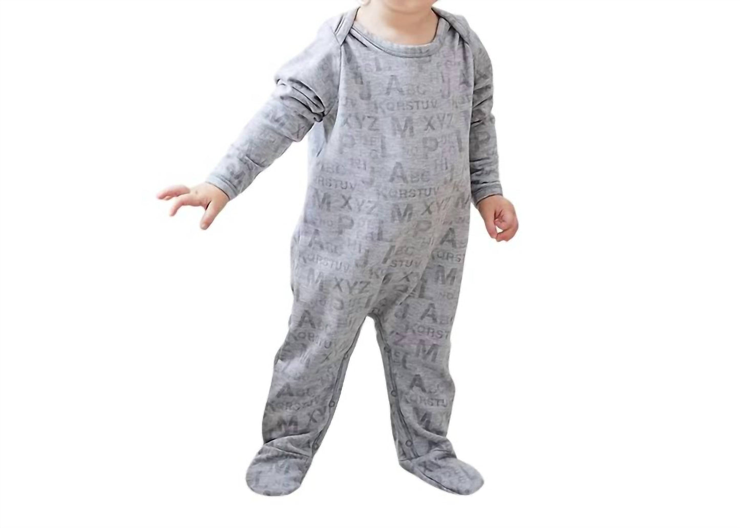 Paigelauren - Babys Heathered Abc Fleece Lap Tee Footie Romper