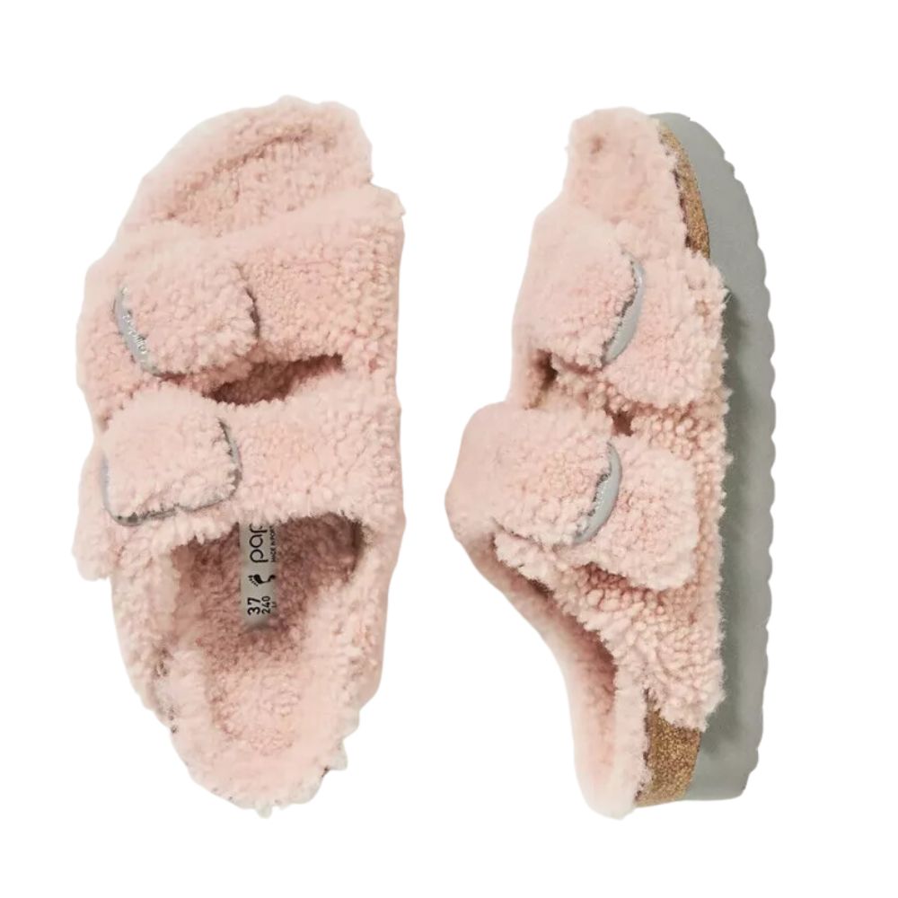Birkenstock Papillio Teddy Crystal Rose Arizona Fivela Grande Pele de Carneiro Tamanho 7