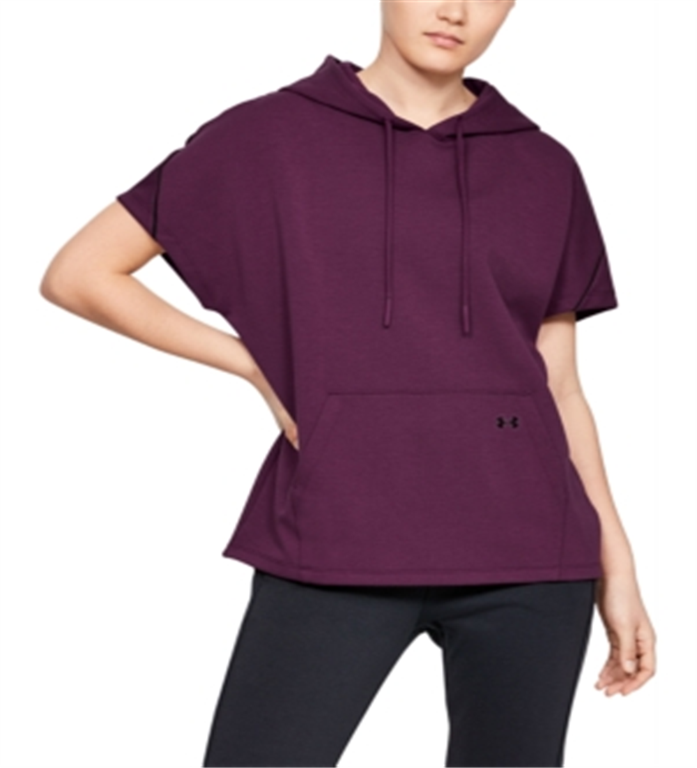 Túnica com capuz e manga curta Under Armour feminina, roxa, tamanho extragrande