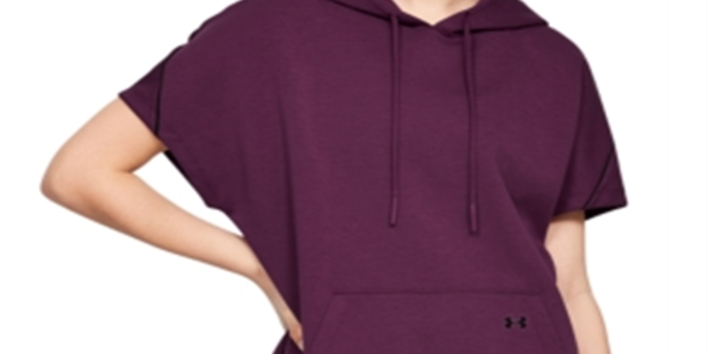 Túnica com capuz e manga curta Under Armour feminina, roxa, tamanho extragrande