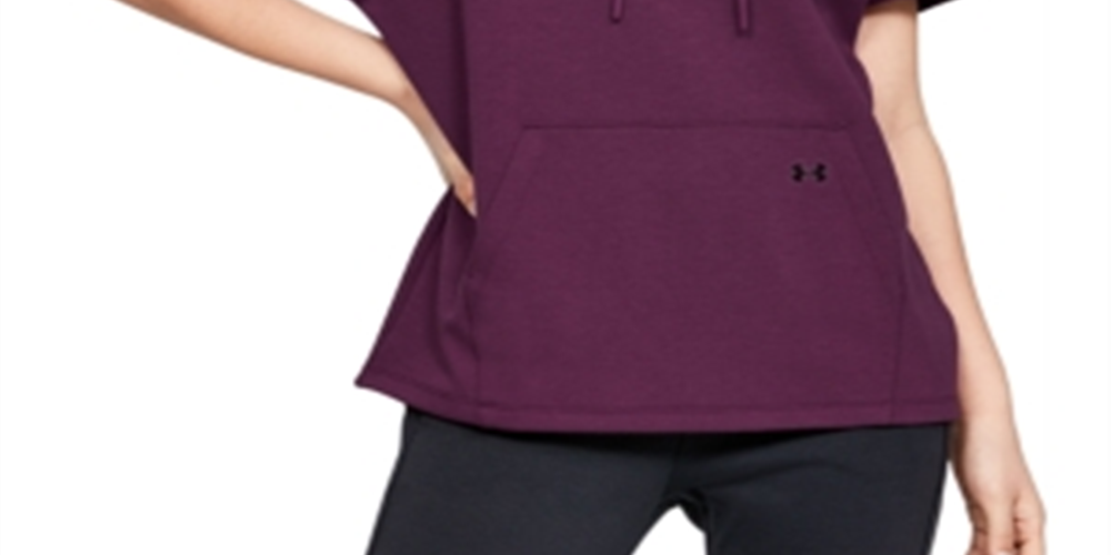 Túnica com capuz e manga curta Under Armour feminina, roxa, tamanho extragrande