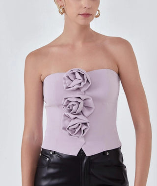 Top sem alças com flores Endless Rose