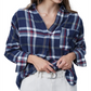 Camisa xadrez de algodão Stacci feminina French Connection, azul, tamanho médio