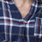 Camisa xadrez de algodão Stacci feminina French Connection, azul, tamanho médio